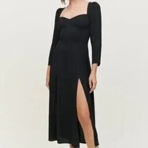 Reformation Mara Midi Dress in Black Tie Back Size 2 Gently Used